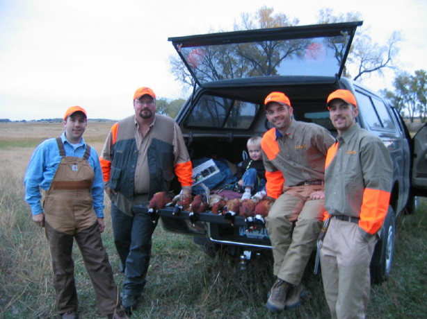  L to R Clay Thompson, Steve Stelter, Gauge Clabaugh, Myself, and Mike Gulk scoring some ringnecks.