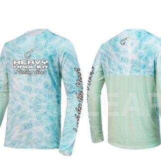 Heavy Hauler Fishing Gear logo Fishing long sleeve shirt–Blue/Green Water with UPF 50