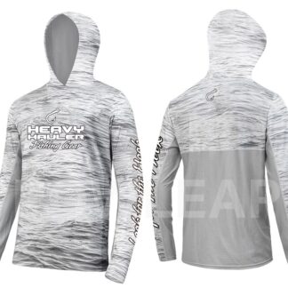 Heavy Hauler Fishing Gear logo Fishing shirt with hood--White Water with UPF 50